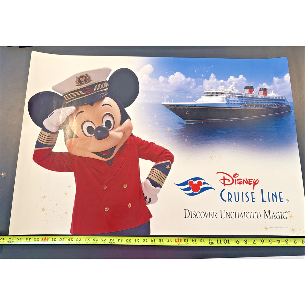 Vintage Disney Cruise Line Travel Poster Captain Mickey Mouse on Ship 36" x 24"